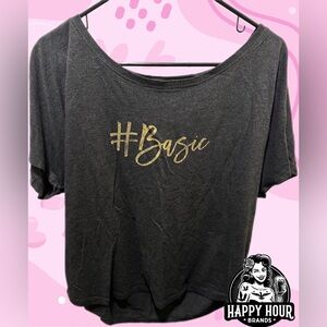 Event Blossom #basic Gray Crew Neck Womens Short Sleeves Blouse Size Large